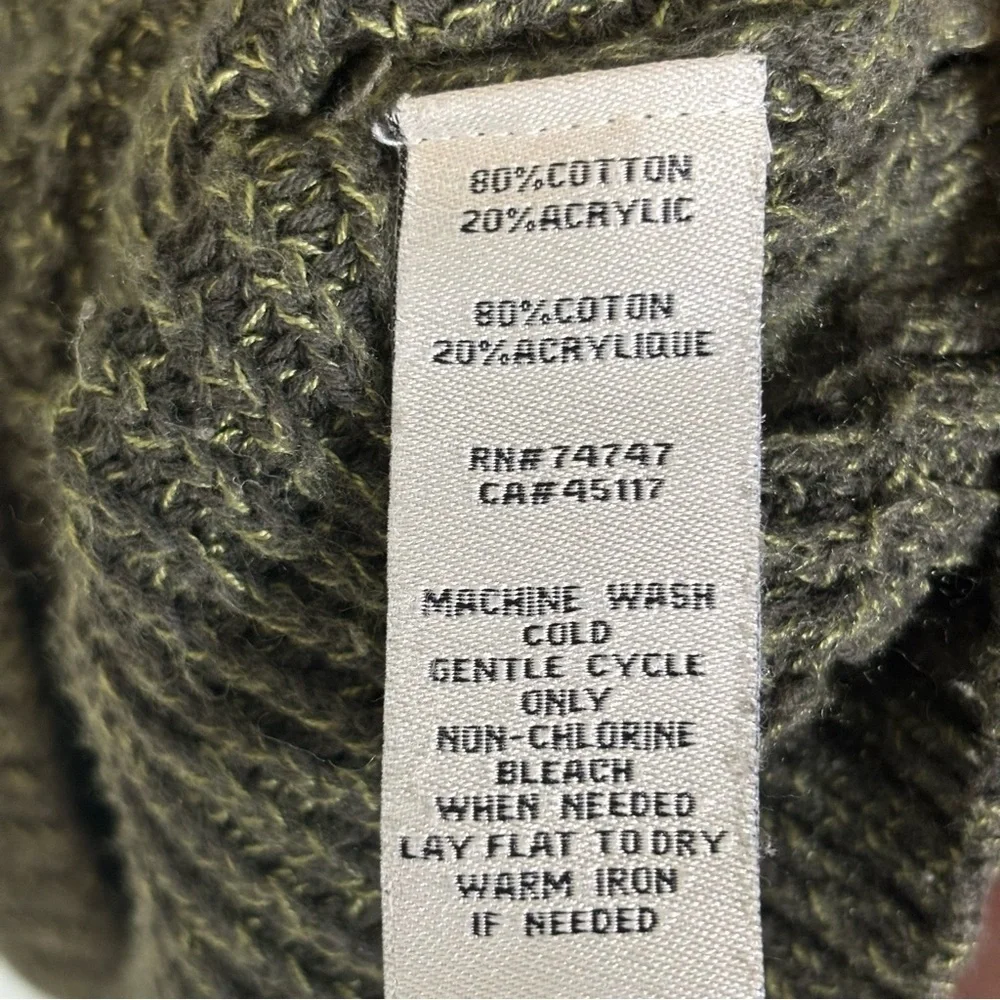 RedHead Henley Rib-Knit Fisherman Sweater-Olive Green-Men XL